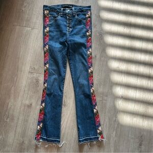 Veronica Beard Carolyn Baby boot 10’’ side print trim western cowgirl blue jean